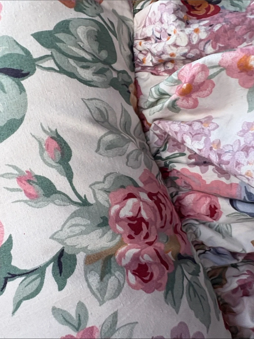 Vintage Ralph Lauren Allison Pink & Blue Floral Ruffle Accent Pillow🌸🌸🌸